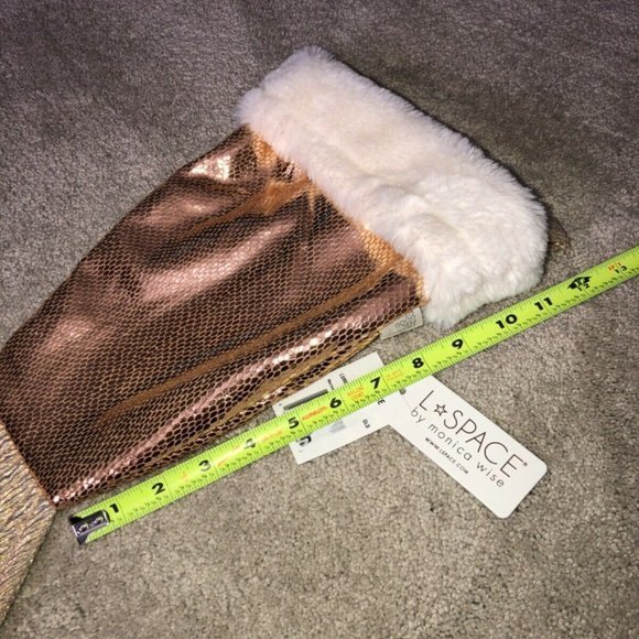 L * Space By Monica Wise Gold Sparkle Mermaid Tail Christmas Stocking New - Picture 8 of 12